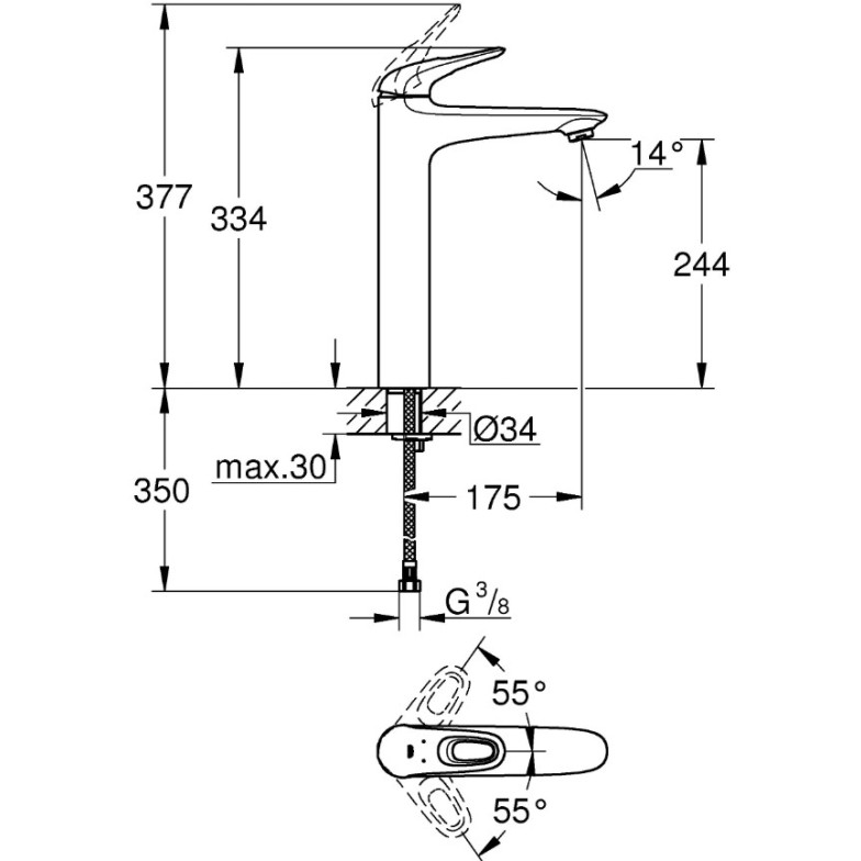 Змішувач для умивальника Eurostyle (23570LS3), Grohe