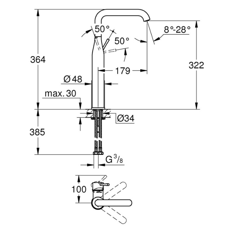 Змішувач для умивальника Essence New (32901001), Grohe