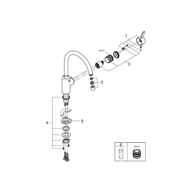 Змішувач для кухні Eurosmart Cosmopolitan (32843002), Grohe