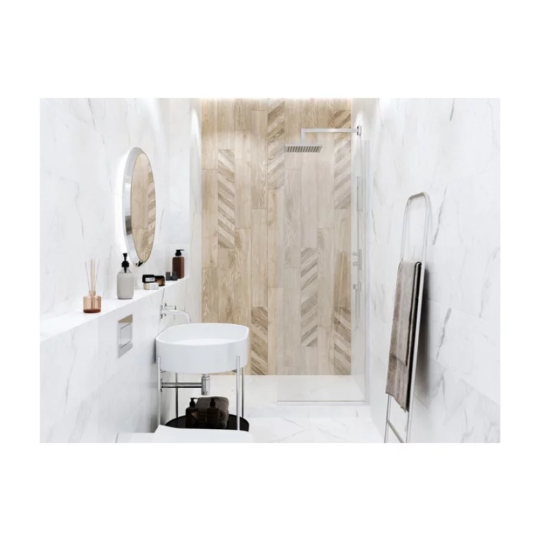 Плитка керамогранітна Wood Chevron Left бежевий 150x900x10 Golden Tile