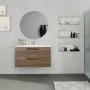Тумба 100 дуб з чорними ручками та білою овальною раковиною DEVIT Fresh 088741O