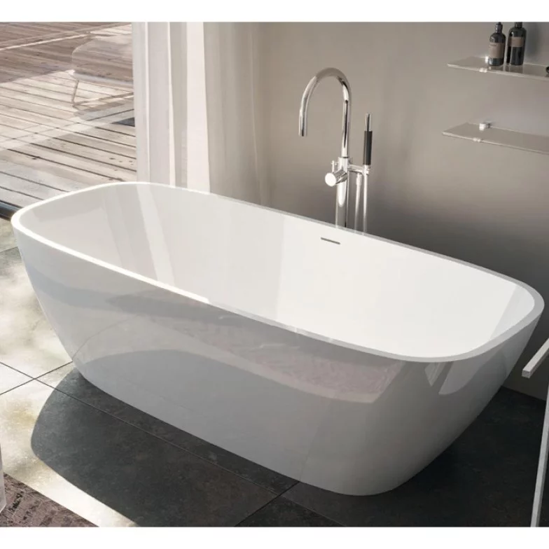 Ванна зі штучного каменю TREESSE V297BO/V2970XBO800S BRIO 170x72x55h, тонкий борт, білий матовий