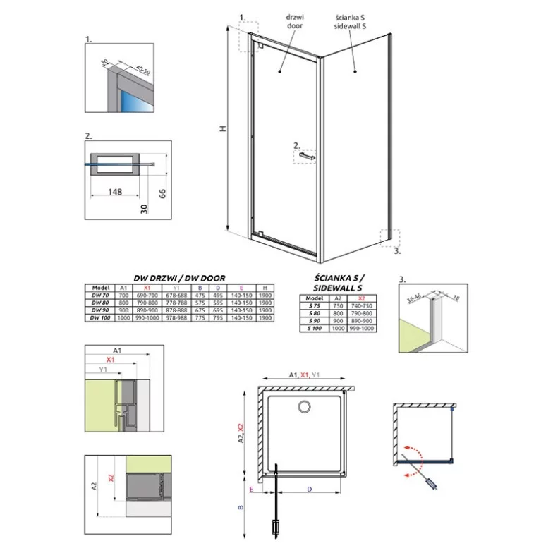 Душові двері Twist DWJ 100 коричнева Radaway  (382003-08)