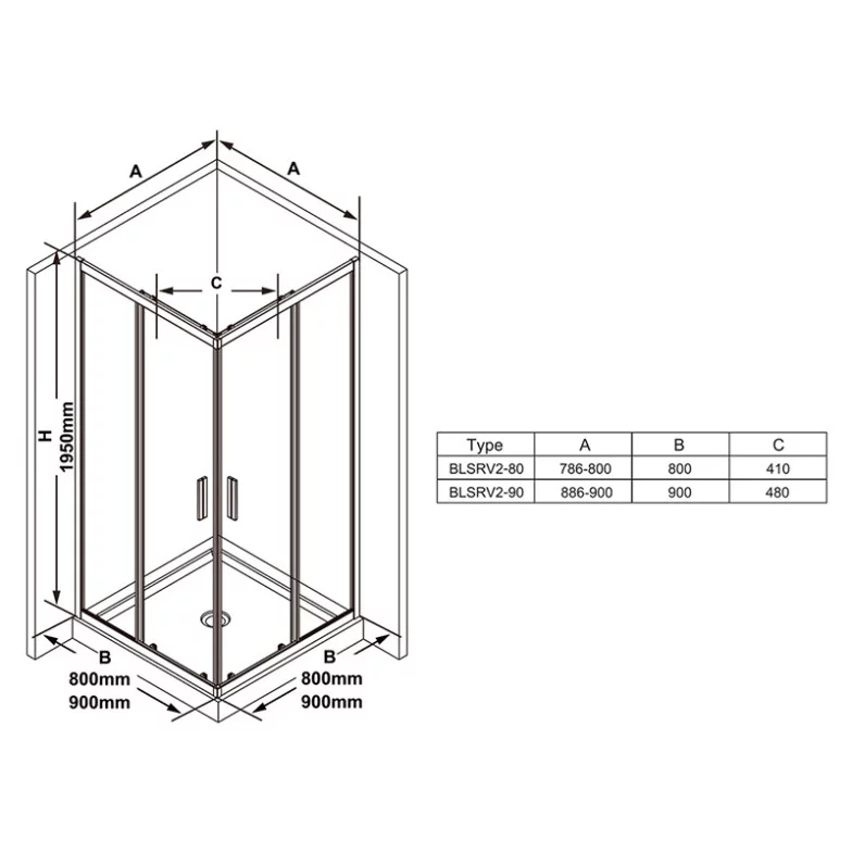 Душова штора Blix Slim BLSRV 2-80 Transparent Ravak  (X1LM40C00Z1)