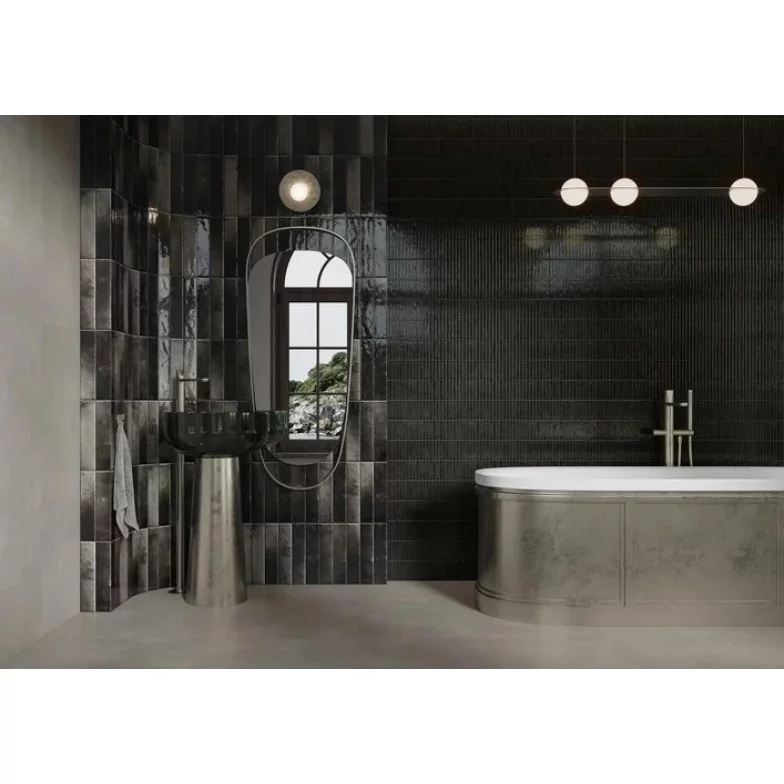 Плитка стінова Monpelli Black Mix Cegielka STR Блиск 65x298 Paradyz