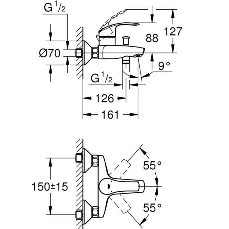 Змішувач для ванни Eurosmart (33300002), Grohe