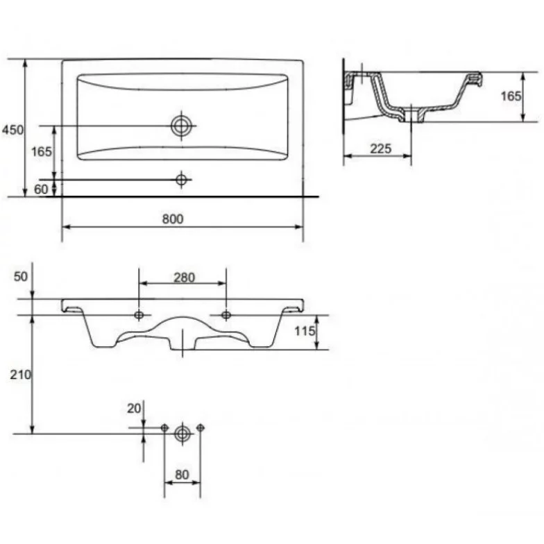 Умивальник 80 см Como (CCWF1000811603) Cersanit