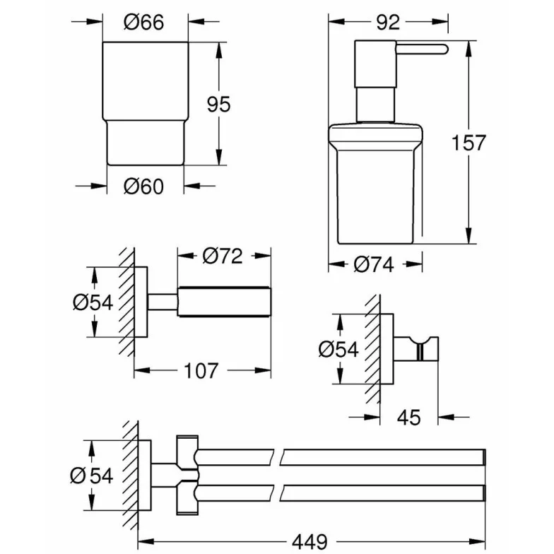 Набір аксесуарів 4 в 1 Essentials (40846001), Grohe