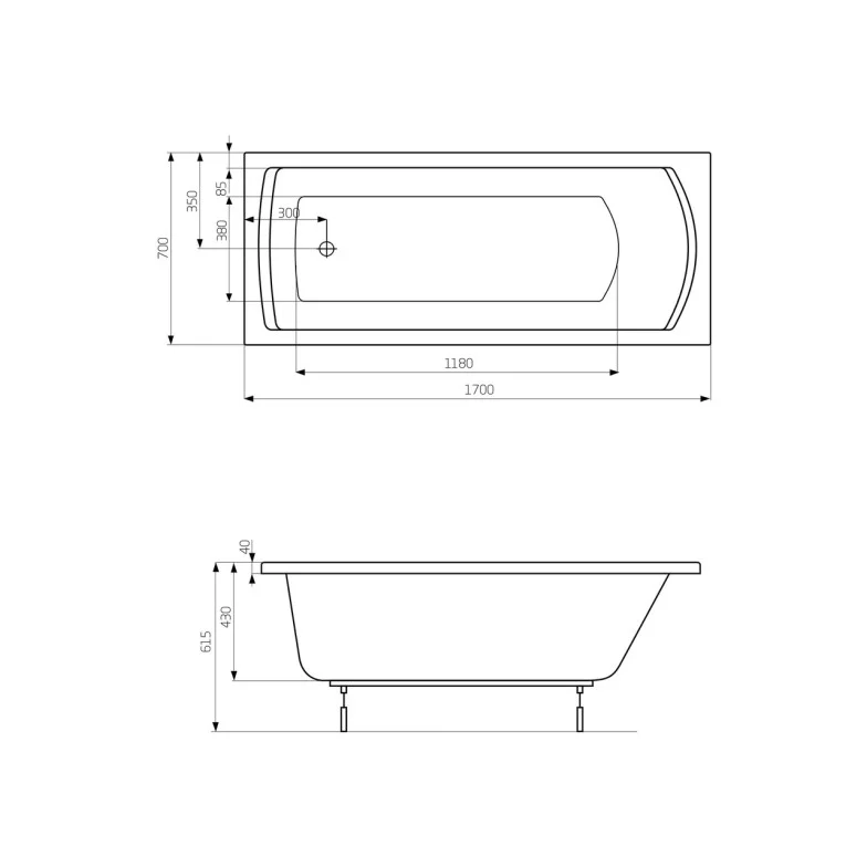 Ванна прямокутна Linea 170х70, Roca