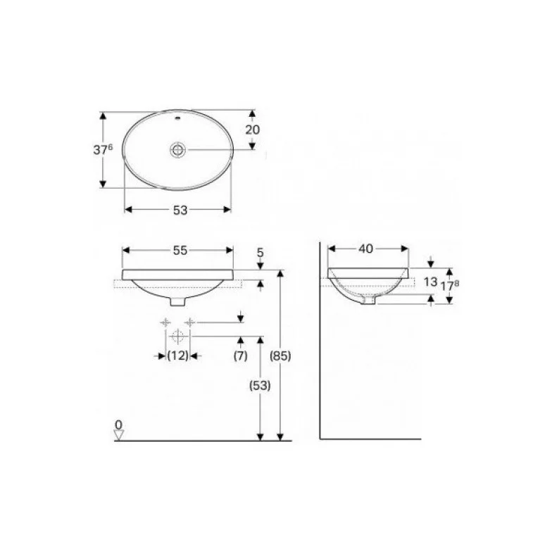 Умивальник VariForm 55 (500.717.01.2) Geberit