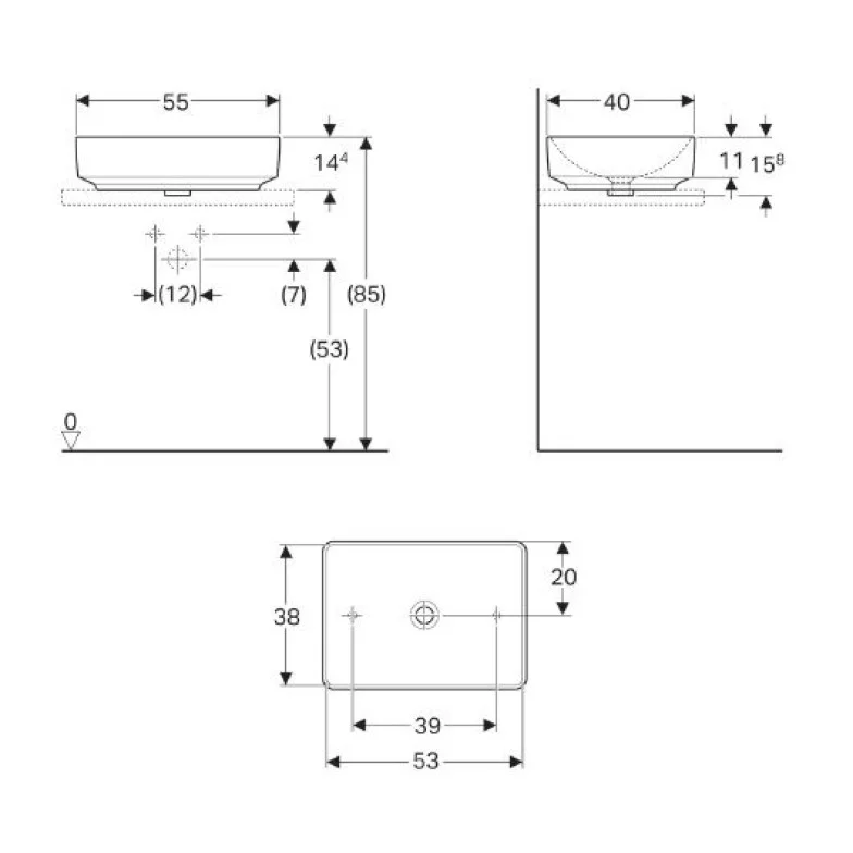 Умивальник VariForm 55 (500.779.01.2) Geberit