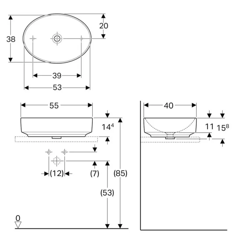 Умивальник VariForm 55 (500.771.01.2) Geberit
