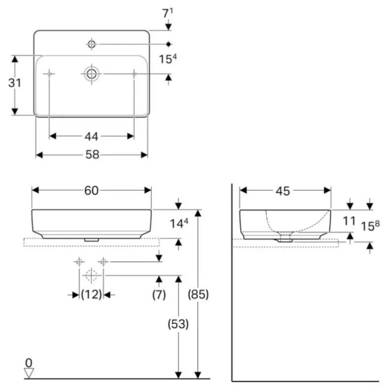 Умивальник VariForm 60 (500.780.01.2) Geberit