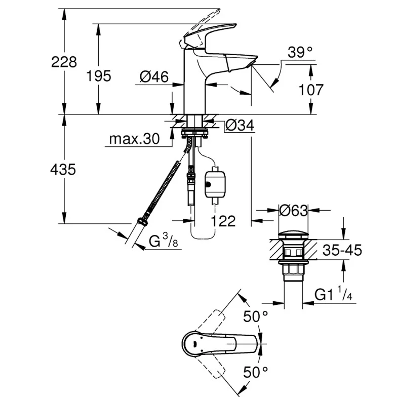 Змішувач для умивальника Eurosmart New (23976003), Grohe