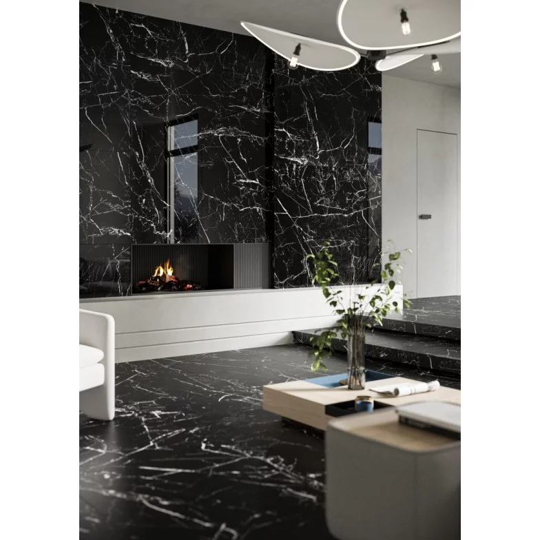 Плитка керамогранітна Marmo Marocco Black RECT 597x1197x8 Cerrad