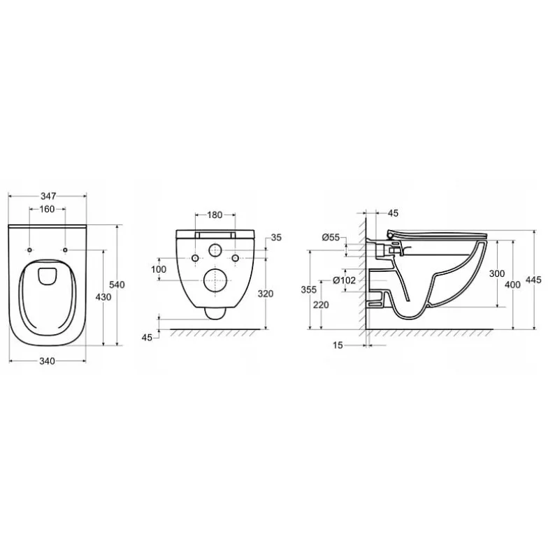 Комплект Інсталяція OLI 80 з кнопкою IPLATE White (885343) + Унітаз Alegra Rimless з кришкою (A34H139000) Roca