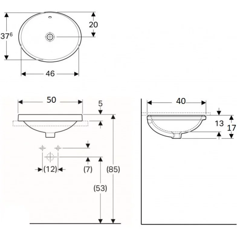 Умивальник VariForm 50 (500.709.01.2) Geberit