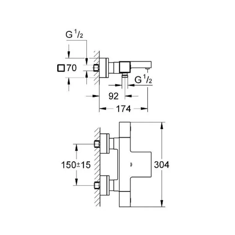 Змішувач для ванни Grohtherm Cube (34497000), Grohe