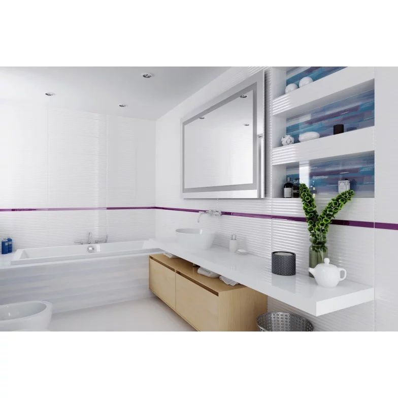 Плитка стінова Stripes Blue 25x75 код 0113 Опочно